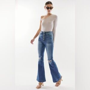 Kancan Dixie Ultra High Rise Flare Jeans (Petite)